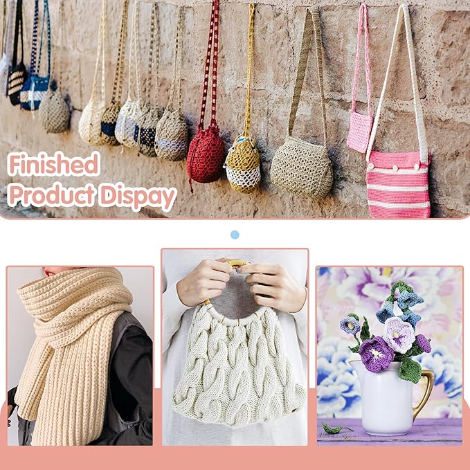 JUPEAN Knitting Kit Knitting Accessories Kit Knit Supplies Kits with Knitting Stitch Holders Stitch Markers Plastic Sewing Needles Seam Ripper Cable Needles for Weaving Sewing