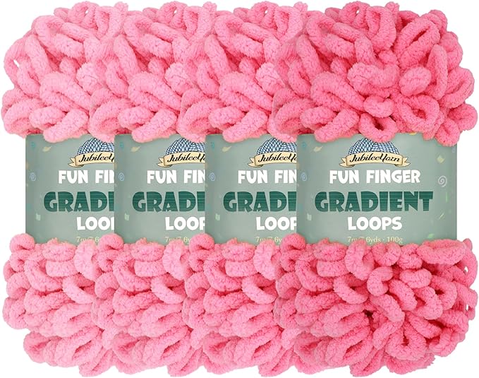 JubileeYarn Fun Finger Gradient Loops Yarn - 100g/Skein Jumbo Polyester - Viduus - 4 Skeins