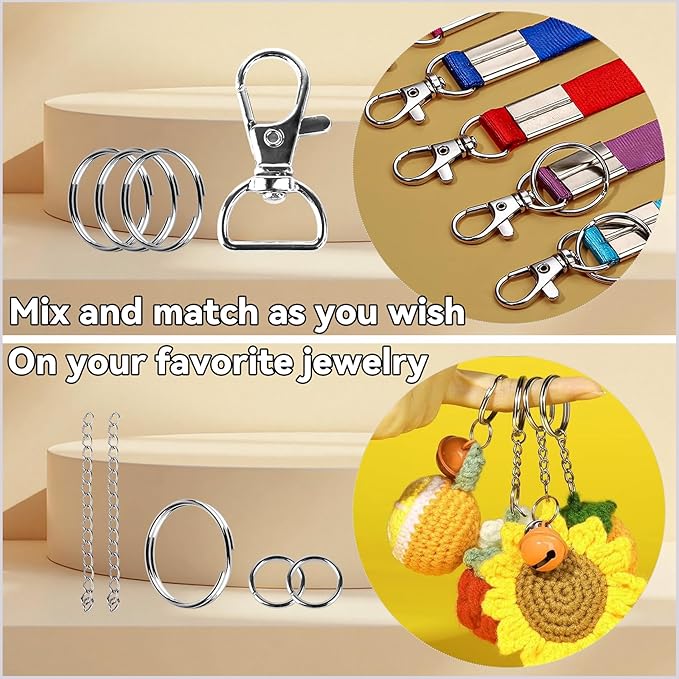 Prdingfy 579PCS Keychain Making Kit, Key Chain Supplies Including Keychain Clip, Key Rings, Lobster Claw Clasps, Jump Rings, Extender Chain,Pliers for Key Chain Making and Jewelry Making(Silver)