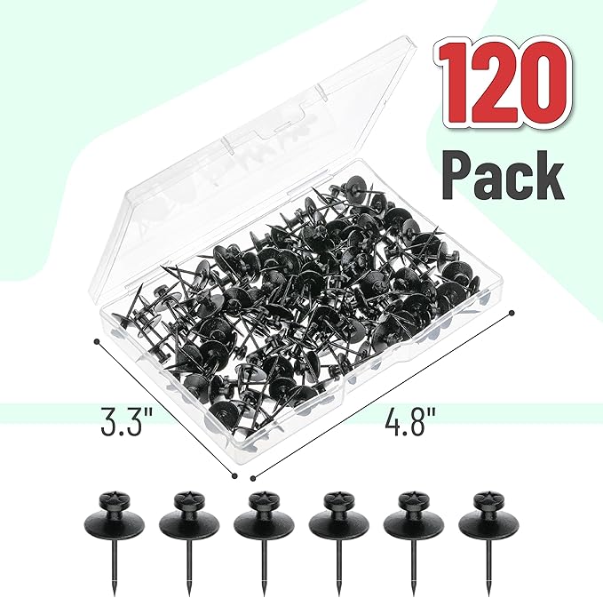 Mr. Pen- Double Headed Picture Hanging Nails, 120 Pack, Black, Tacks for Wall Hangings, Pins, Thumb Tacks, Picture Hangers
