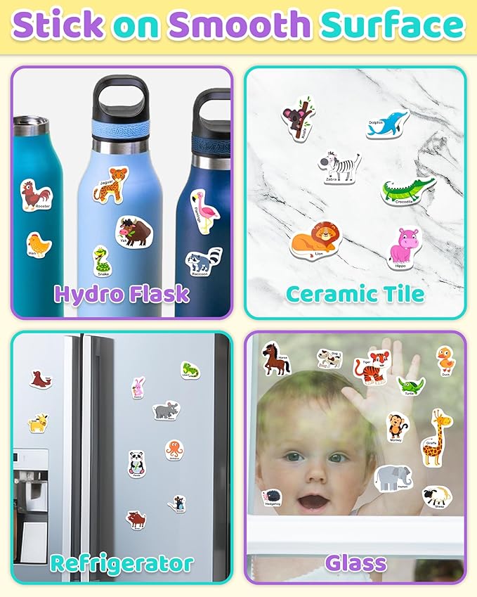 benresive reusable sticker books for kids, sticker books for toddlers, toddler travel toys activities crafts ages 3 and up birthday gifts - animals