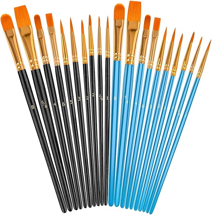 Soucolor Face Paint Brushes, 20Pcs Round Pointed Tip Face Painting Miniature Craft Watercolor Brushes for Acrylic Oil Watercolor Ceramic Painting Kit for Adults
