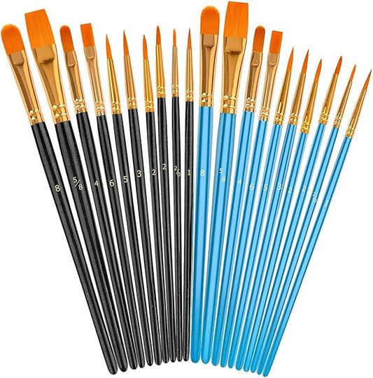 Soucolor Face Paint Brushes, 20Pcs Round Pointed Tip Face Painting Miniature Craft Watercolor Brushes for Acrylic Oil Watercolor Ceramic Painting Kit for Adults