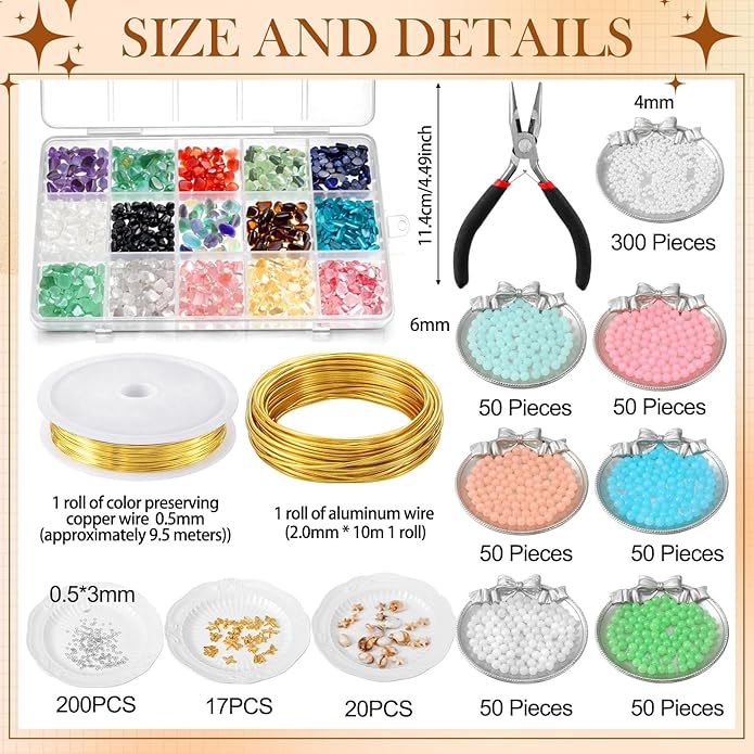 Jewelry Making Kit for Bracelet Necklace Arm Cuff Earring DIY Supplies, Butterfly Bee Charm Beads Fake Pearl Metal Wire