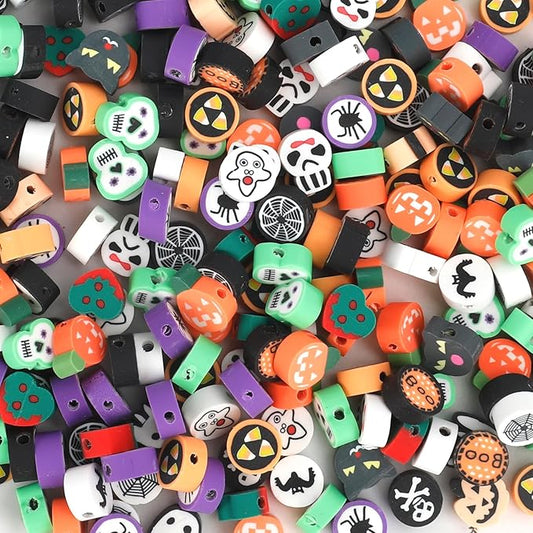 200 pcs ghost clay beads for bracelets pony beads for jewelry making clay polymer bead for crafts bead kit girls friendship bracelet making for halloween