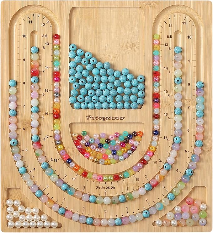Petoysoso Bamboo Bead Board for Jewelry Making - Necklace and Bracelet Beading Board - Jewelry Making Supplies