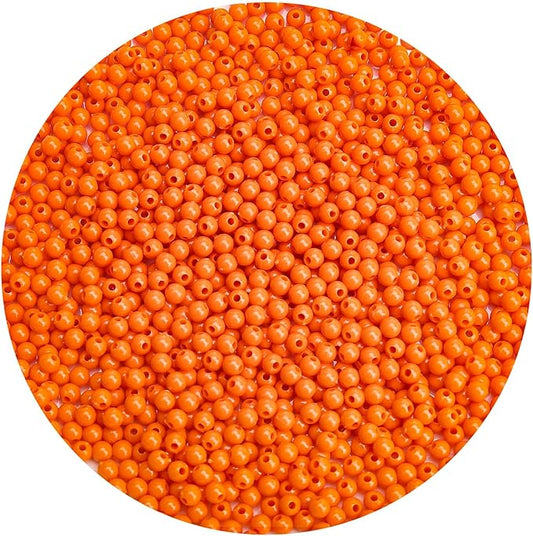 bonny boxx 2000pcs 4mm smooth orange-red acrylic round beads, plastic resin bubblegum balls chunky gumball beads for necklace and bracelet making, crafting supplies