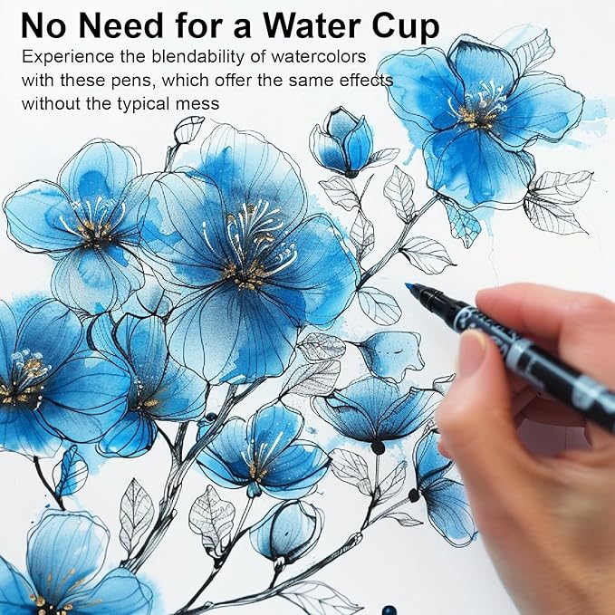 Markers for Adult Coloring Books No Bleeding, Set of 36 Colors, Coloring Pens for Adults, Dual Brush Marker Pens with Fine & Brush Tips, Art Supplies for Drawing, Calligraphy, Sketching and Doodling.