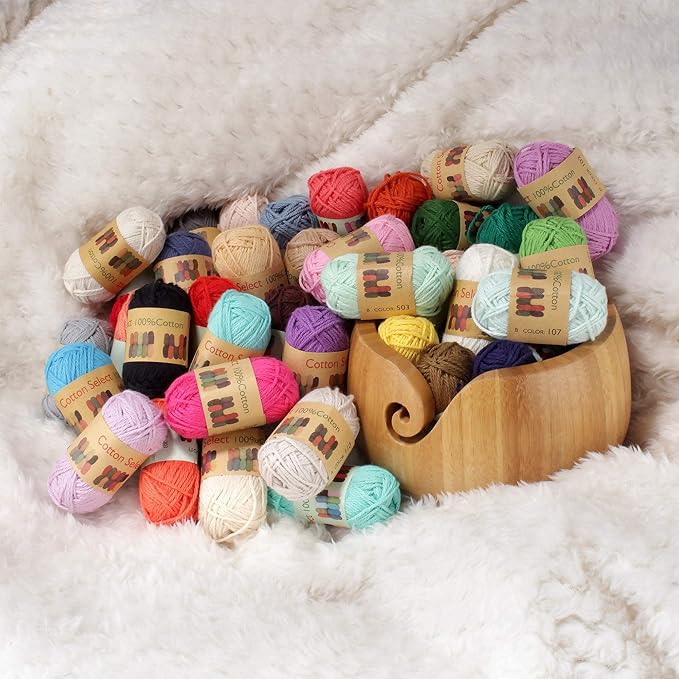 JubileeYarn Cotton Select Bonbon Yarn - 10g/Skein Sport Cotton - Variety Pack - 10 Skeins