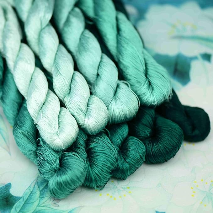 Natural 100% Silk Thread, Handmade Embroidery Thread Silk Floss 9 Colors 110m Each (53)