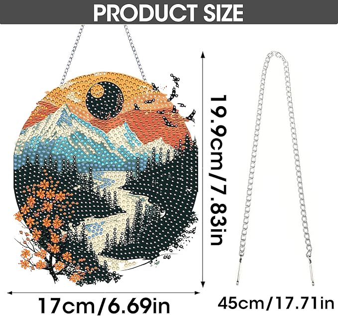 SKRYUIE Scenery Hanging Diamond Art Kits for Adults Pendant Suncatcher, Special Shaped Crystal DIY Pearl Diamond Painting Kit, Gift for Mother Spring Summer Window Wreath Decor 7.83 x 6.69 Inch A5