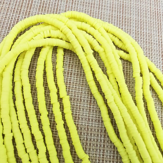 3500 Pcs 6mm Colorful Flat Clay Beads for DIY Polymer Round Handmade Jewelry Making for Necklace Bracelet Earring Pendant and Anklet Craft Making(Yellow)