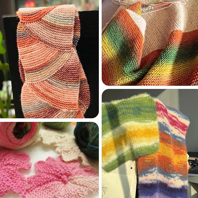 NICEEC 3 Skeins 100% Rainbow Wool Yarn Soft Gradient, Self-Striping, Colorful Single Ply Yarn for Crochet & Knitting (Total 196yds×3/1.76oz×3) - 28#