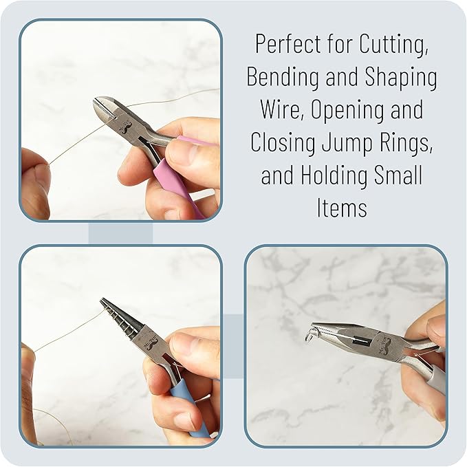 Mr. Pen- Jewelry Making Kit, 3 Pack Pastel Color Pliers, Mini Wire Cutters, Chain Nose and Craft Pliers for Earrings and Jewelry
