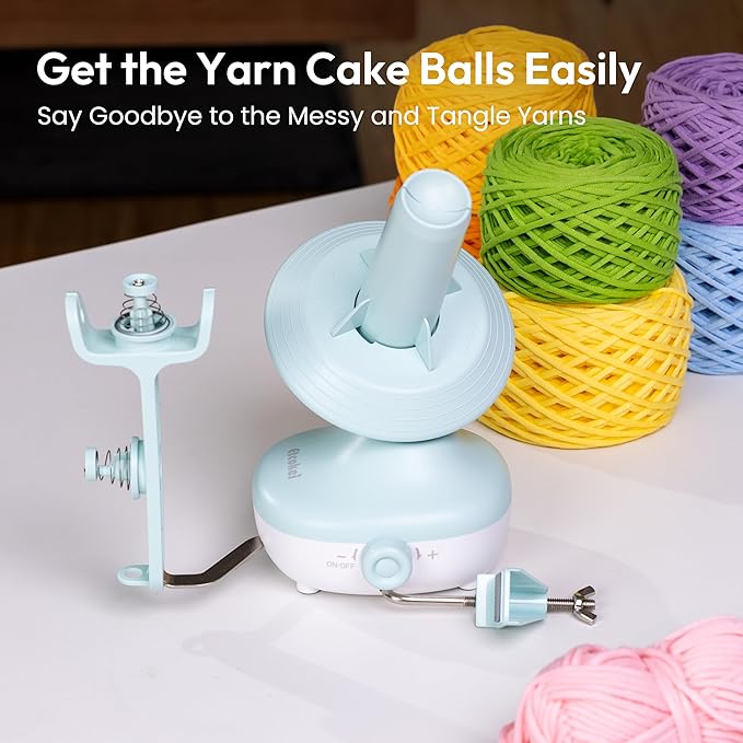 Electric Yarn Winder M1 for Crocheting, Compact Yarn Cake with Strong Tension, Stepless Speed, Automatic Wool Spinner, Ideal Helper for Knitting Lovers (Mint Green)