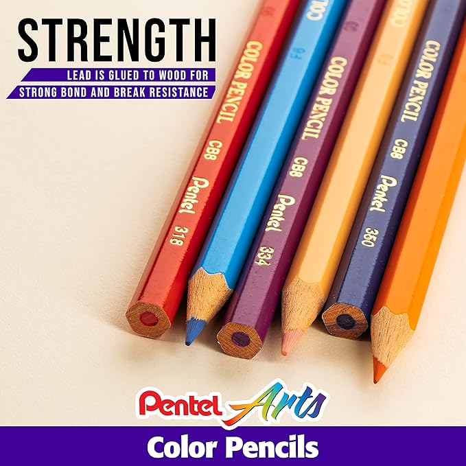 Pentel Arts Colored Pencils, Assorted Colors, Set of 12 (Pack of 2)