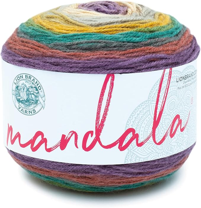 Lion Brand Yarn, Mandala DK Lightweight Yarn for Knitting, Crochet, and Crafts, Warlock, 1 Pack, Self-Striping Acrylic Fiber for Baby Blankets, Multicolor Shawls and Variegated Cardigans