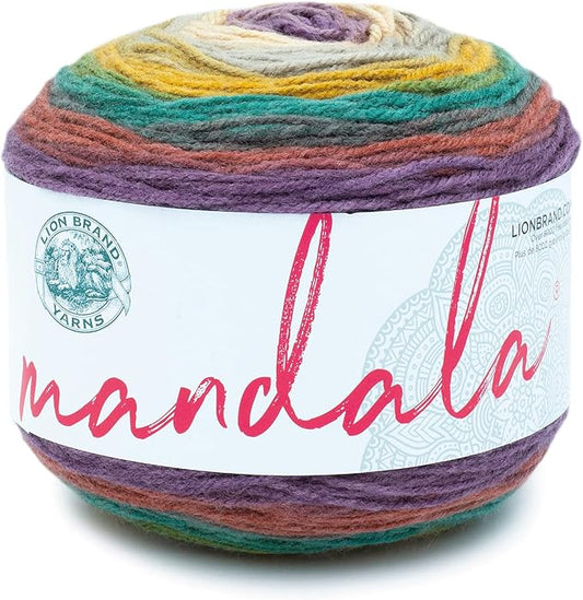 Lion Brand Yarn, Mandala DK Lightweight Yarn for Knitting, Crochet, and Crafts, Warlock, 1 Pack, Self-Striping Acrylic Fiber for Baby Blankets, Multicolor Shawls and Variegated Cardigans