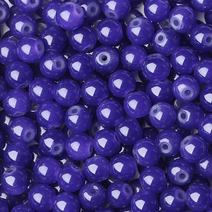 500Pcs Navy Blue Crystal Round Glass Beads for Earring Necklaces Bracelets, 8mm Glass Crystal Beads for Bracelet Making Kits DIY Crafts(Navy Blue)