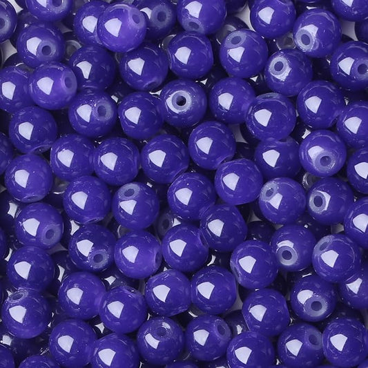 500Pcs Navy Blue Crystal Round Glass Beads for Earring Necklaces Bracelets, 8mm Glass Crystal Beads for Bracelet Making Kits DIY Crafts(Navy Blue)