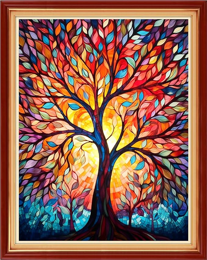 dimxvean stamped cross stitch kits,cross stitch kits for adults beginners,embroidery kits full range of cross stitch stamped kits needlepoint kits cross stitch patterns-noctilucent tree 16x20 inch