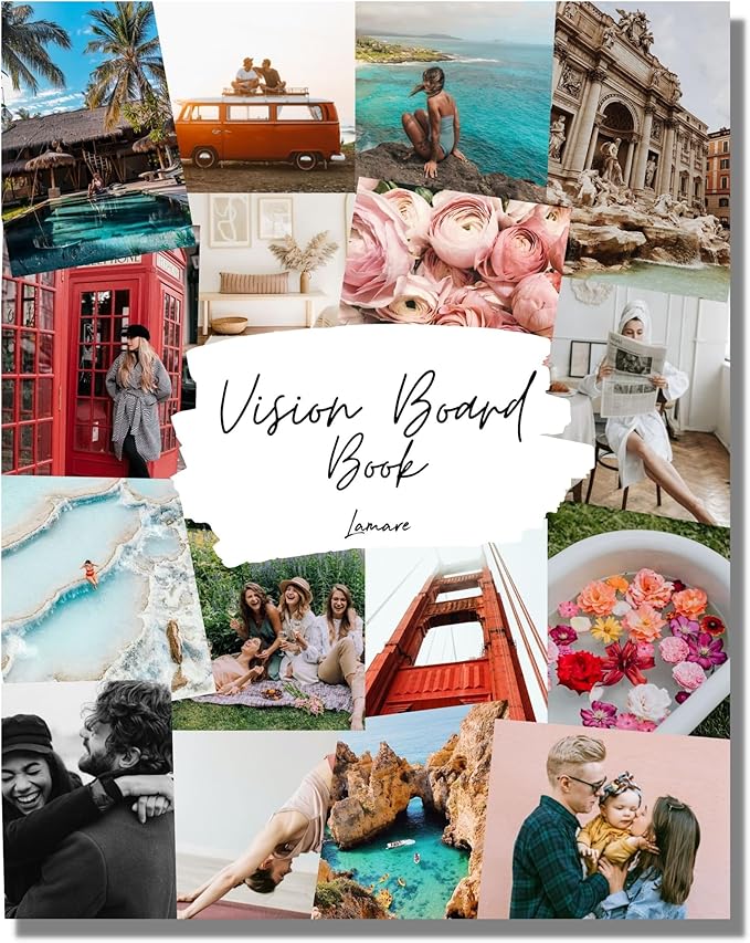Lamare Vision Board Book - 1000+ Aesthetic Vision Board Images & Motivational Quotes, Vision Board Supplies, Vision Board Kit, Collage Book for Manifestation, Self Care & Goal Setting