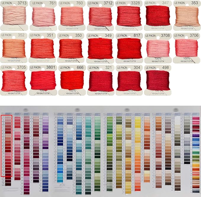 Premium Rainbow Color Embroidery Floss bobbins - Cross Stitch Threads - Friendship Bracelets Floss - Crafts Floss -20 Bobbins Six Strand Embroidery Floss Thread, Medium Melon Gradient