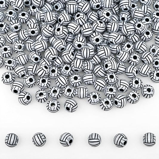 200+ pcs Volleyball‌ Beads Sport Bulk Kandi Beads for Jewelry Making, Bracelet Keychain Becklace Charm Bead Kit (Volleyball‌)