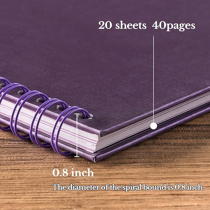 potricher 7 x 7 Inch DIY Scrapbook Album 40 Pages Hardcover Kraft Paper Scrap Book Photo Albums Memory Book for Wedding and Anniversary Family (Purple, 7 Inch)