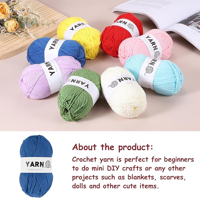 6Pcs Dark Blue Acrylic Yarn 790 Yard 4 Ply Soft Crochet Yarns Sport Weight Yarn,[for DIY Crocheting Knitting Craft Blankets Hats]-300g
