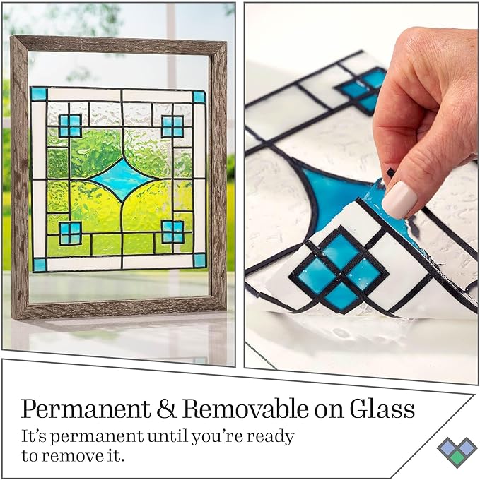 Gallery Glass Window Cling Art Kit, 10 Piece Set Including 3 Pattern Sheets, 6 Stained Glass Colors and 1 Liquid Leading, PRMGGCLING24
