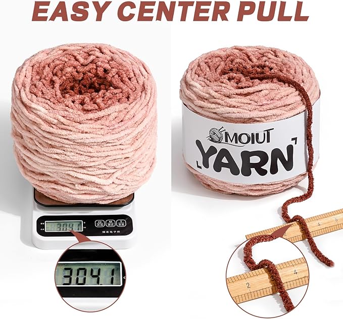 Blanket Perfect Ombre Cake Yarn - Baby Yarn for Crocheting Soft - 3 Pack of 10.6oz/300g - #6 Super Bulky - 197 Yards for Knitting, Crafts & Amigurumi, Chunky Chenille Yarn(3 Moss Green)