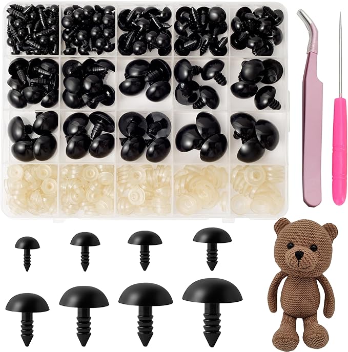 MAOQIAN 294PCS Safety Eyes for Amigurumi, 6-20mm, 8 Sizes Safety Eyes with Washers for Crocheting, DIY Crafts, Stuffed Animals