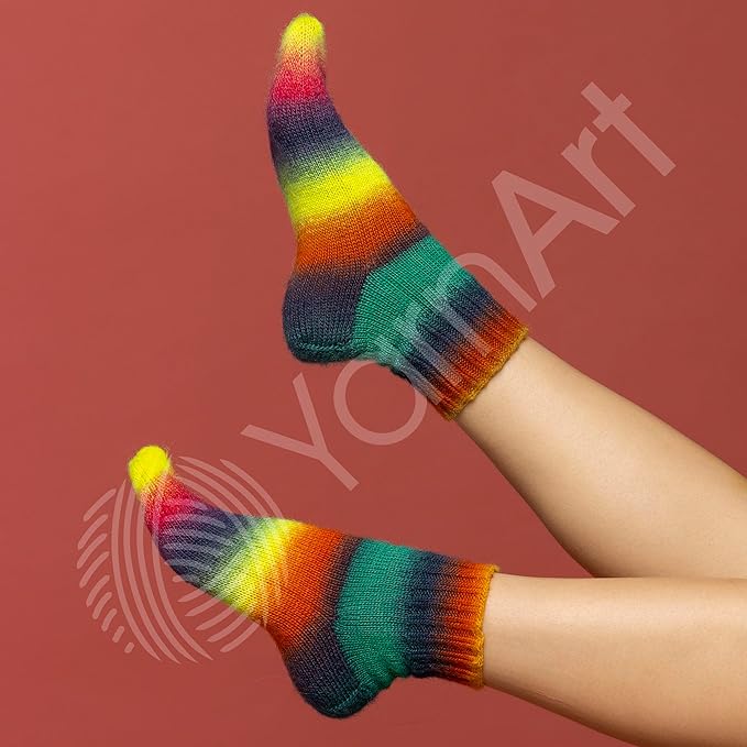 YarnArt Forza Festival Self-Striping Wool Blend Fingering Yarn, 100g (459 yd) – Gradient Color Yarn for Knitting, Crochet, Socks & Shawls (2901)