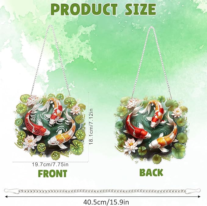 DOMROM Goldfish Diamond Art Hanging Kits for Adults, Special Shaped Crystal Diamond Painting Goldfish Pendant, DIY Diamond Art Suncatchers Animal for Home Garden Wall Decor Gift