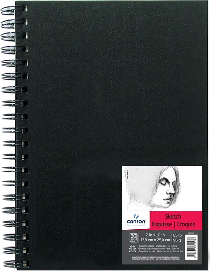 Canson Artist Series Sketchbook, Wirebound Journal, 7x10 inches, 80 Sheets (65lb/96g) - Artist Paper for Adults and Students - Graphite, Charcoal, Pencil, Colored Pencil