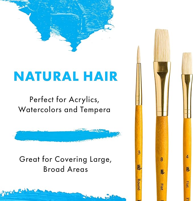 Princeton RealValue Brush Set, Natural, Yellow Handle, 3 Piece, 1 Count