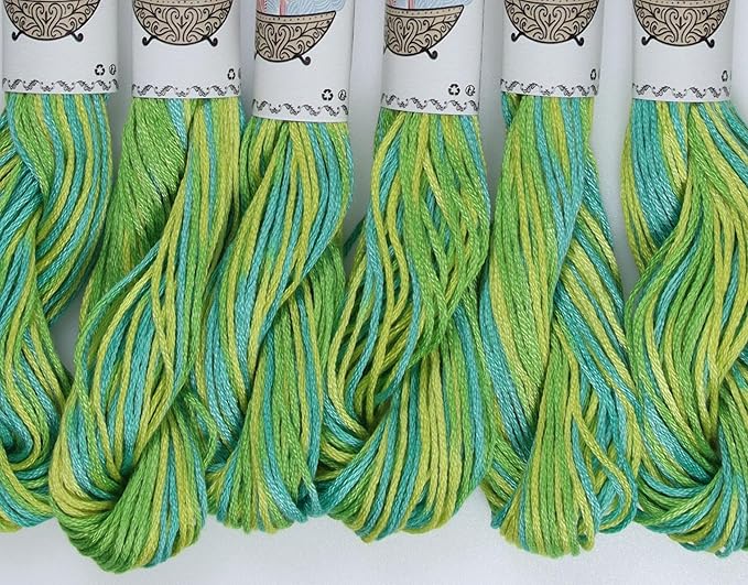 KCS Big skeins of 25 Meters Size 25 Color Variegated Cross Stitch Stranded Threads,6 skeins,4050