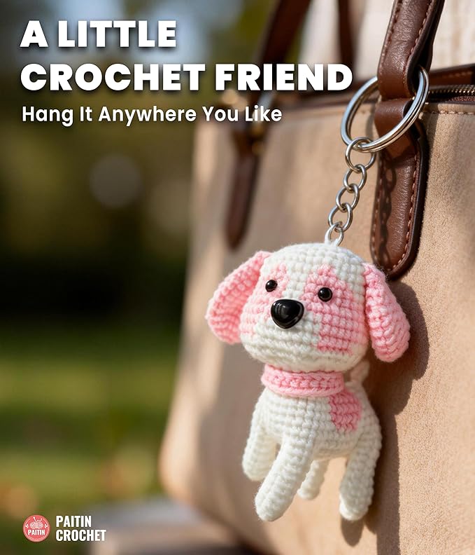 PAITIN Crochet Kit for Beginners – DIY Dog Crochet Craft Project, Easy Handmade Yarn Art Kit for Adults with Step-by-Step Video Tutorial
