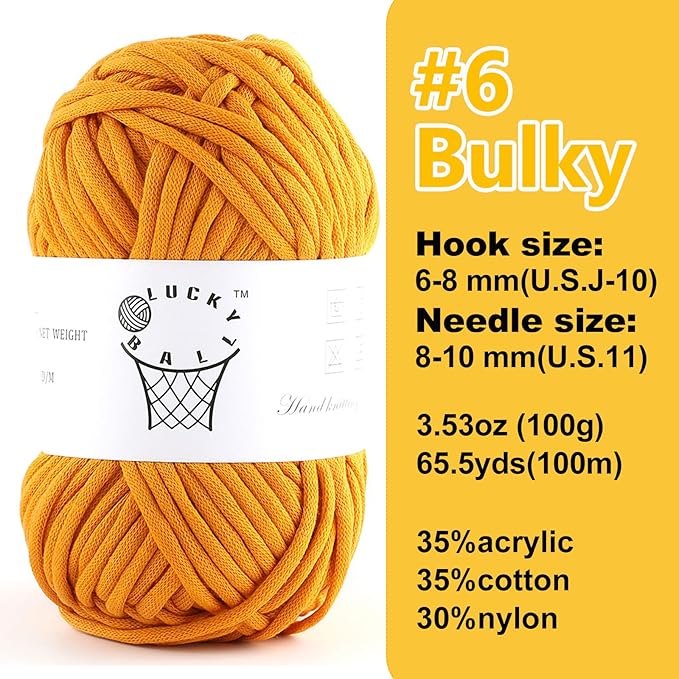 100g Yarn for Crocheting and Knitting,66yds/60m Cotton Yarn for Beginners,Cotton-Nylon Acrylic Blend Yarn for Beginners Crochet Kit Making(Pumpkin Yellow)