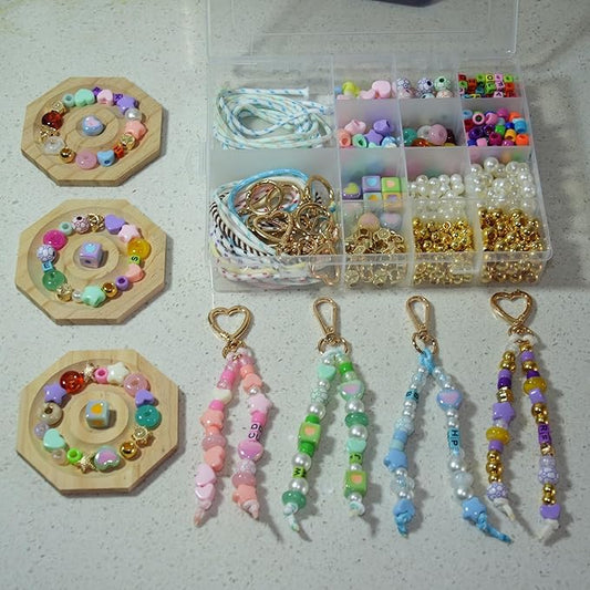 ovokuku 553Pcs DIY Beaded Keychain Making Kit, Bag Charms Craft Supplies, Great for Gifts