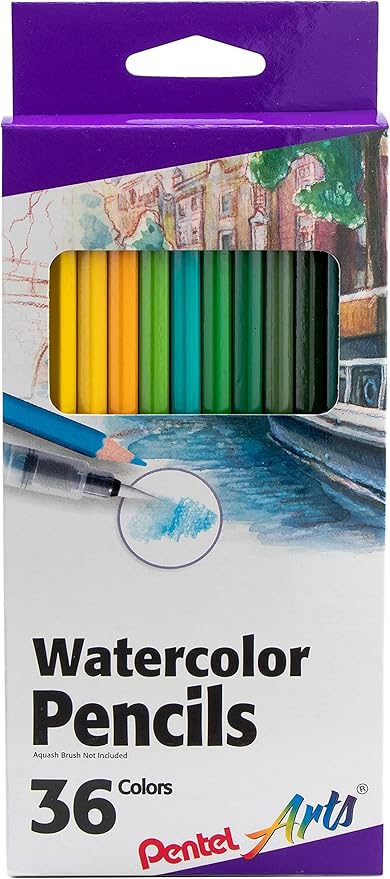Pentel Arts Watercolor Pencil Set - Assorted Colors, 36-Pack (CB9-36)