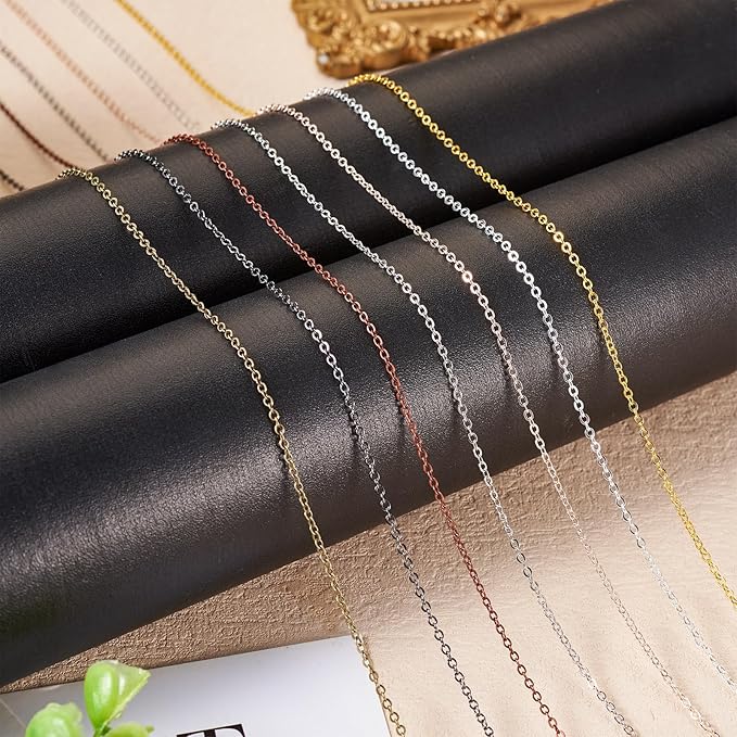 Sparkeads 32.8 Feet 10M Platinum Chains Iron Flat Oval Cable Chains Metal Link Chains Soldered with Spool Bulk for Jewelry Craft Necklace Lanyard Bracelet DIY Women Earring Valentine