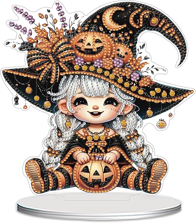 AIBOERL Tabletop Ornament DIY Diamonds Art Painting kit,Halloween Desktop Diamonds Painting Kit for Adult, Acrylic Diamonds Painting Board Kit Ornament, Special Crystal Diamond