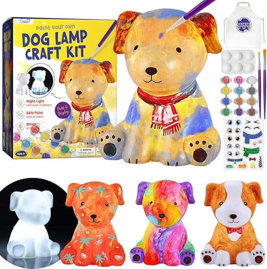 laoese paint your own dog lamp kit, art supplies painting kits for kids, arts and crafts for kids ages 8-12, dog toys girls boys halloween birthday christmas gifts ages 3 4 5 6 7 8 9 10 11 12+