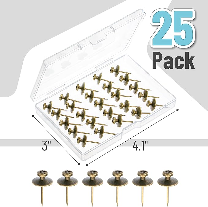 Mr. Pen Double Headed Picture Hanging Nails, 25 Pack Bronze Push Pins and Tacks for Wall