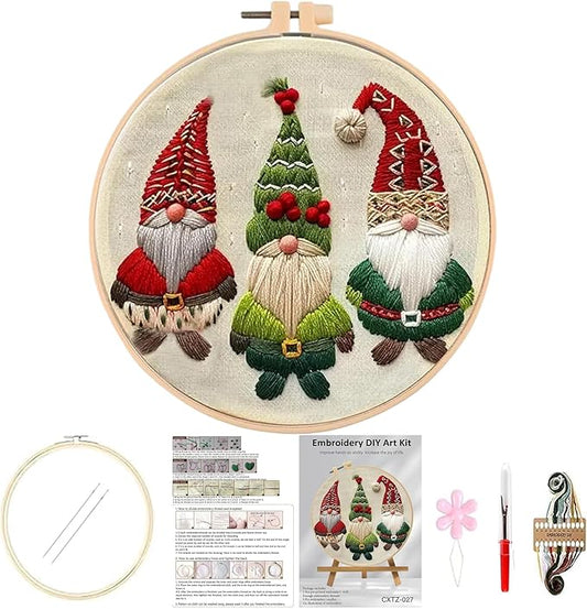 Huacan Embroidery Kits for Adults Beginner DIY Cross Stitch Stamped Christmas Pattern Stitching Sewing Kit 1 Piece 7.8 x 7.8 Inch (Santa Claus)