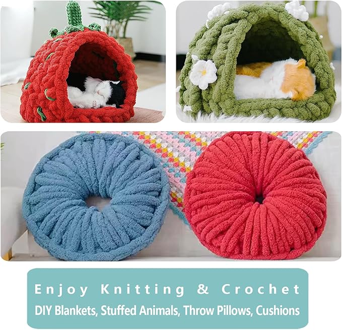 8 Pack Chunky Yarn for Hand Knitting - Chenille Blanket Yarn for Crocheting Blankets - 223 Yds/63.7 Oz Rainbow Ombre Yarns - Super Bulky Soft Thick Mixed Color Jumbo Yarns (8, Mint/Teal/Green)