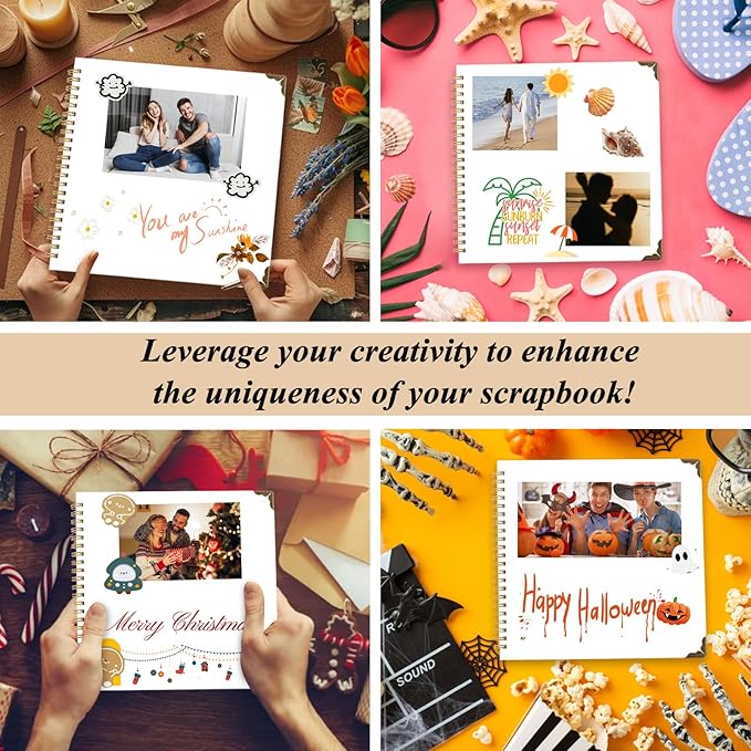Joyberg Scrapbook 80 Pages, Scrapbooking Supplies 8 x 8 In, Scrapbook Album Suitable for Album Memory Book Wedding, Anniversary Family, DIY Craft Projects (White)
