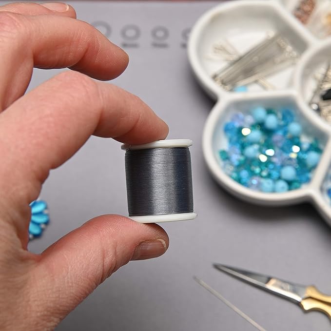 KO Nylon Beading Thread, Dark Grey Color, Japanese Pre-Waxed 100% Nylon, 330TEX, Tangle Resistant Knotting Cords, 50m /55 yds Spool, Use for Seed Bead Projects, Loom Work & Bead Weaving